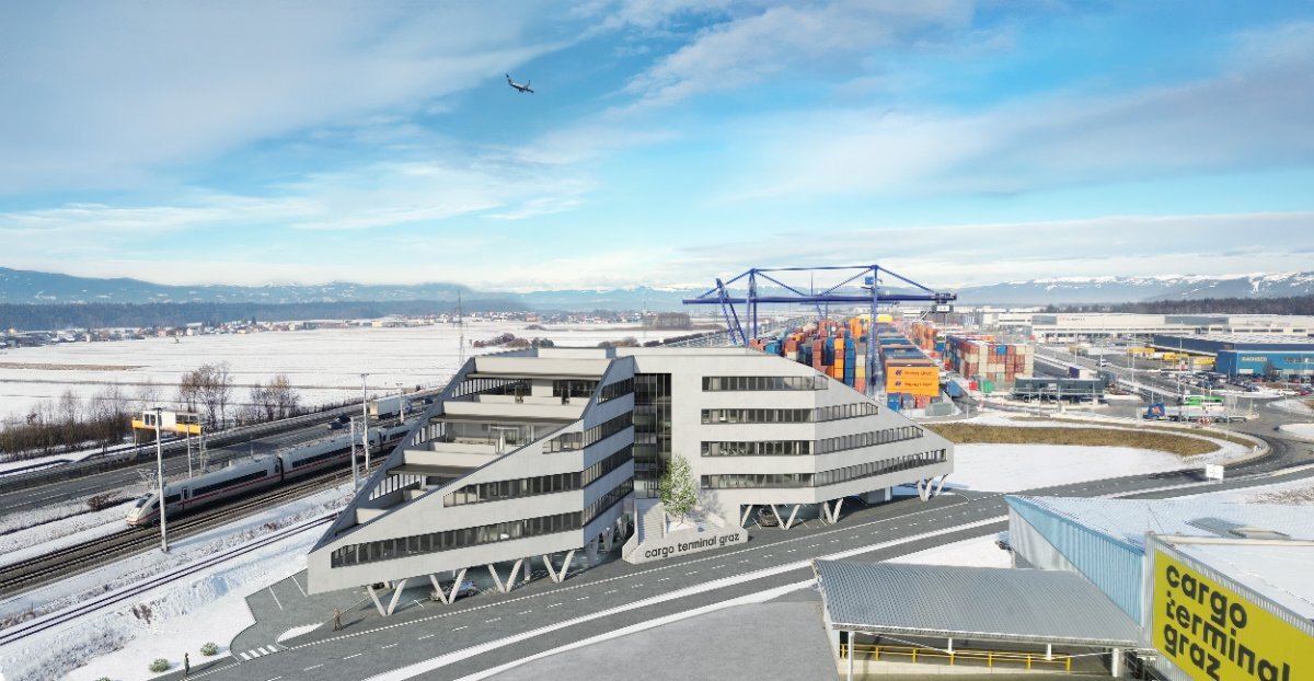 Visualisierung Bürogebäude Cargo Terminal Graz